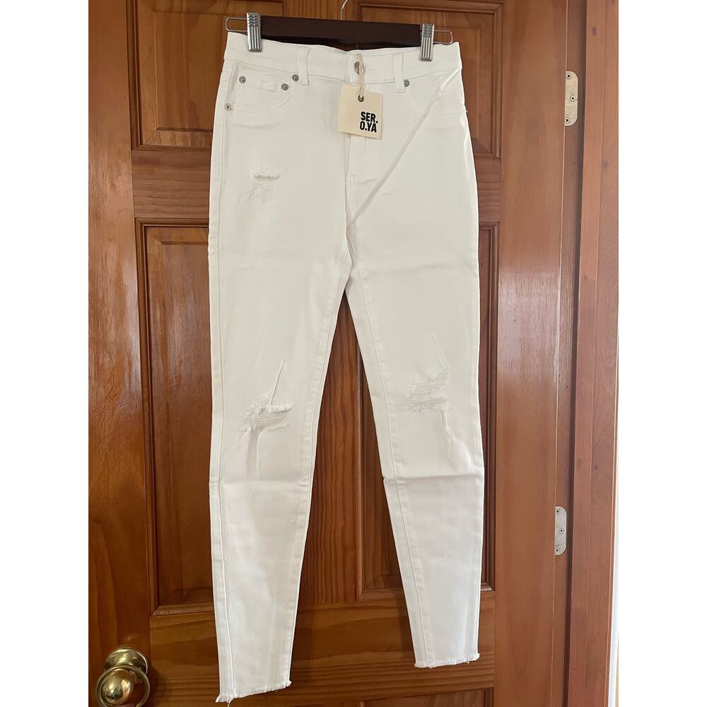 SER.O.YA Womens white Maya mid rise skinny jeans size 25 NWT - Picture 2 of 10